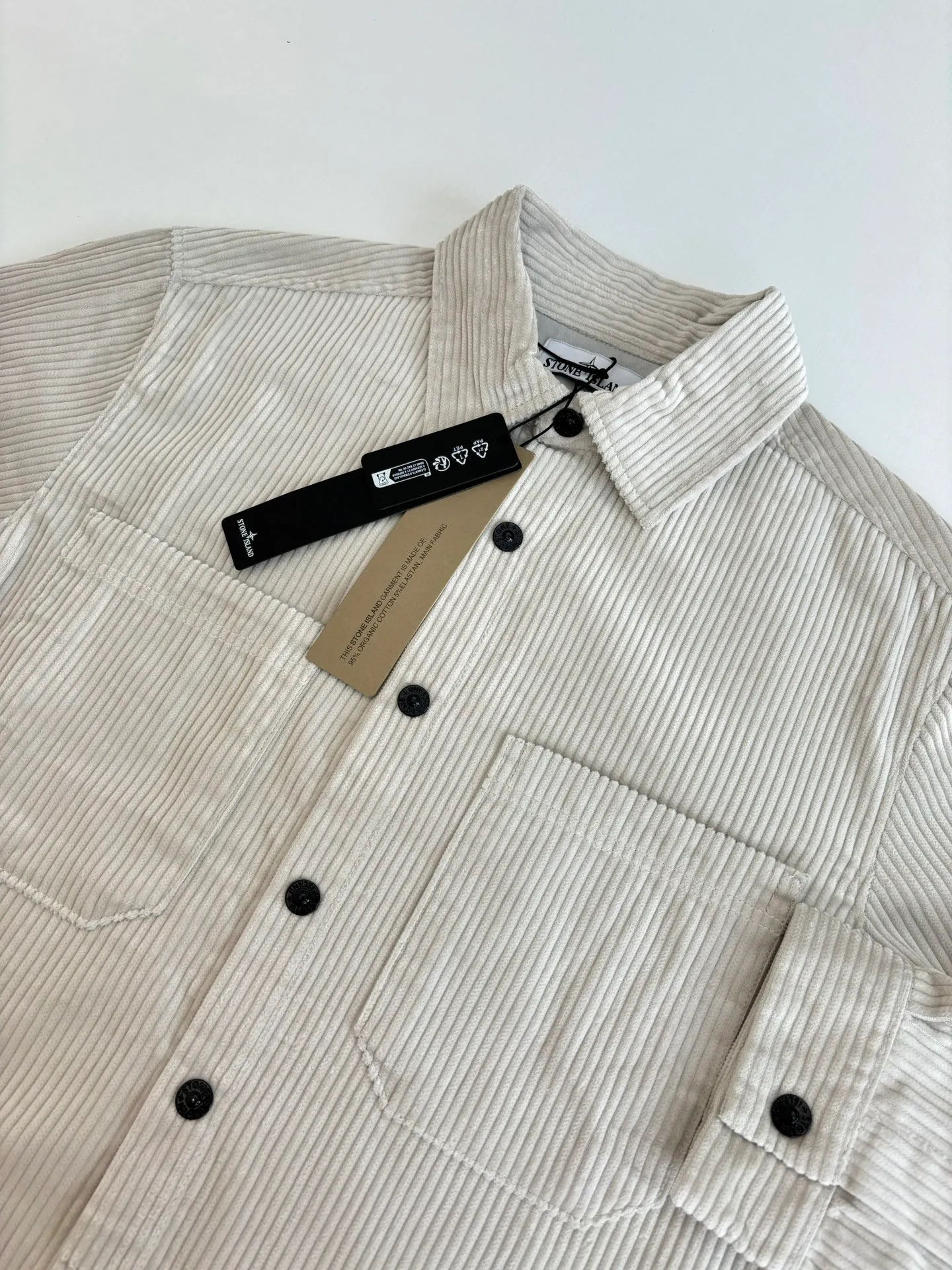 P540 Stone ISLAN*/stone island 23FW solid color corduroy logo armband shirt Size: S/M/L/XL